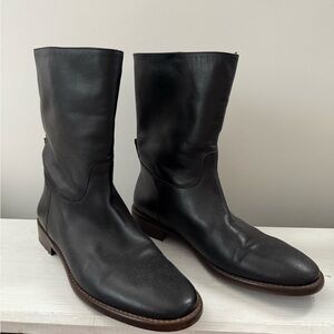 Massimo Dutti Black Leather Heeled Boots
